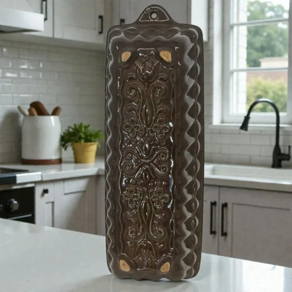 West Germany Brown Glazed Loaf Bread Baking Pan Mold #958-34 New 12.5